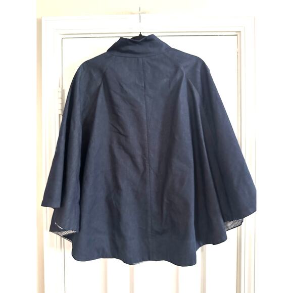 CHICO’S Elise Denim Cape Swing Jacket Nautical Preppy Oversized Old Money - Picture 6 of 8